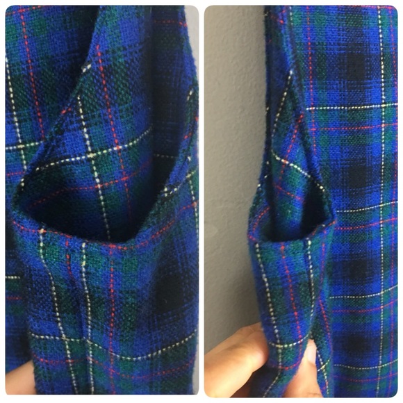 Vintage handmade wool tartan plaid culotte romper - Picture 6 of 9